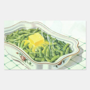 Vintage Food, Green Bean Casserole with Butter Rectangular Sticker