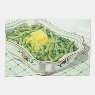 Vintage Food, Green Bean Casserole with Butter Tea Towel