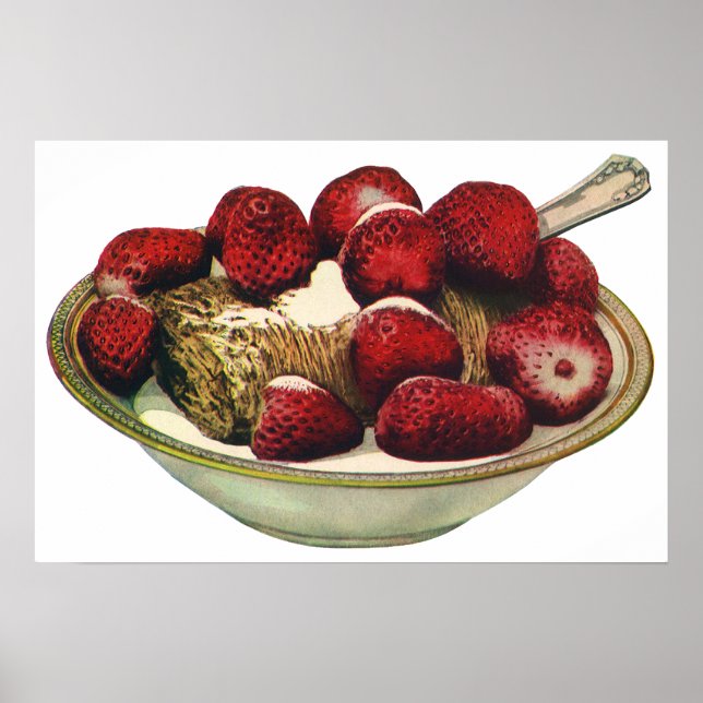 Vintage Food Healthy Breakfast Cereal Strawberries Poster (Front)
