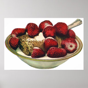Vintage Food Healthy Breakfast Cereal Strawberries Poster