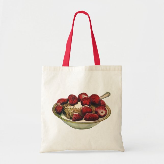 Vintage Food Healthy Breakfast Cereal Strawberries Tote Bag (Front)