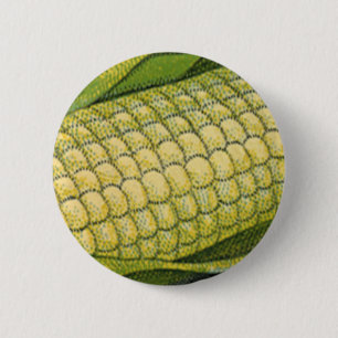 Vintage Food, Healthy Vegetables, Corn on the Cob 6 Cm Round Badge