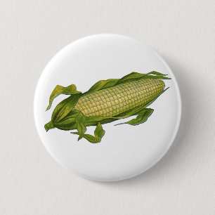 Vintage Food, Healthy Vegetables, Corn on the Cob 6 Cm Round Badge
