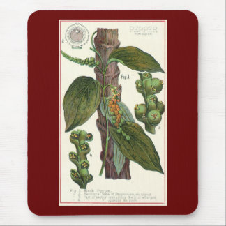 Vintage Food Herbs Spices, Black Pepper Plant Mouse Mat