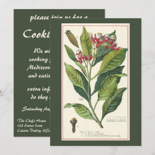 Vintage Food Herbs Spices, Cloves Plant Invitation