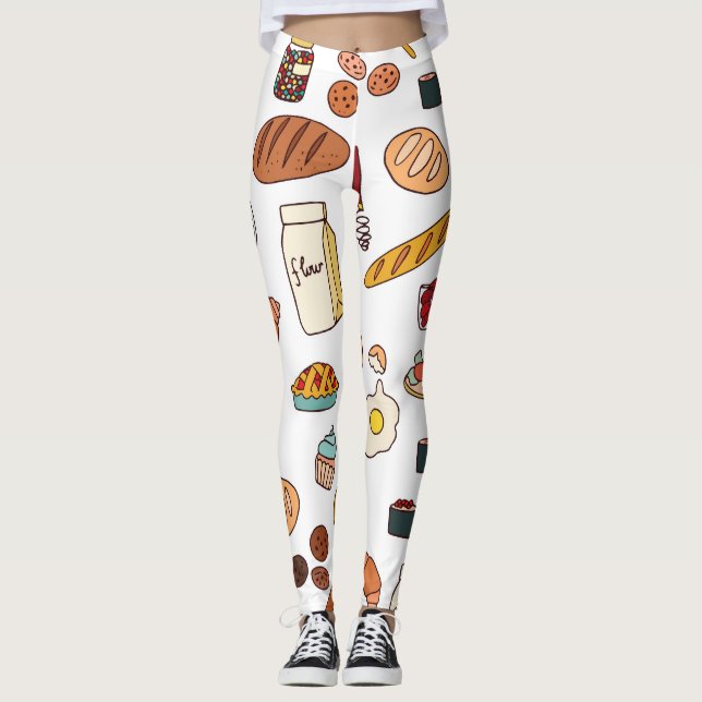 Vintage food illustrations: seamless pattern. leggings (Front)
