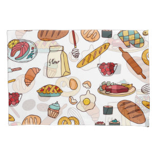 Vintage food illustrations: seamless pattern. pillowcase