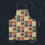 Vintage Food Labels Colorful Pattern Apron<br><div class="desc">Vintage food labels in repeat pattern on colorful apron.</div>