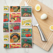 Vintage Food Labels Colourful Pattern