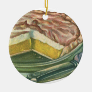 Vintage Food, Lemon Meringue Pie Dessert Ceramic Tree Decoration