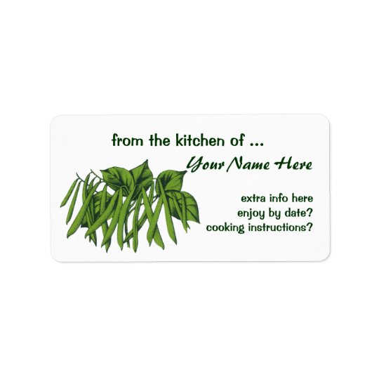 Vintage Food, Organic Green Beans Vegetables Address Label