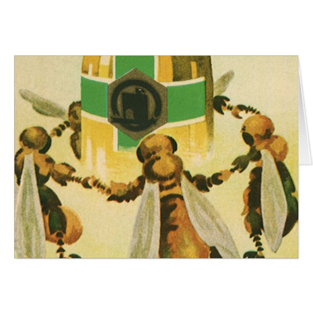 Vintage Food, Organic Honey Bees Dancing Jar (Front Horizontal)