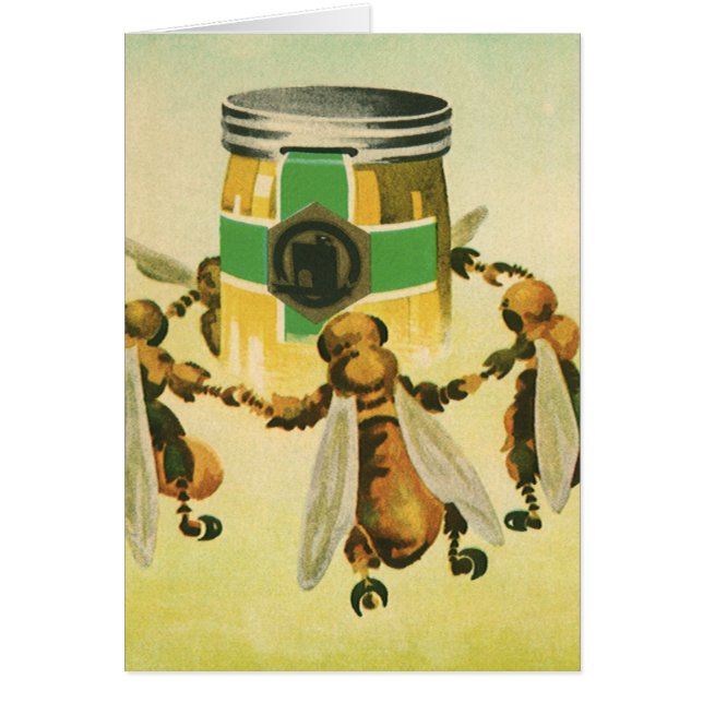 Vintage Food, Organic Honey Bees Dancing Jar (Front)