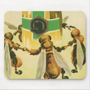 Vintage Food, Organic Honey Bees Dancing Jar Mouse Mat