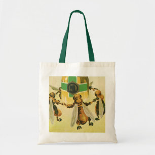 Vintage Food, Organic Honey Bees Dancing Jar Tote Bag