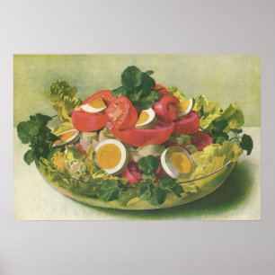 Vintage Food, Organic Mixed Green Mesclun Salad Poster