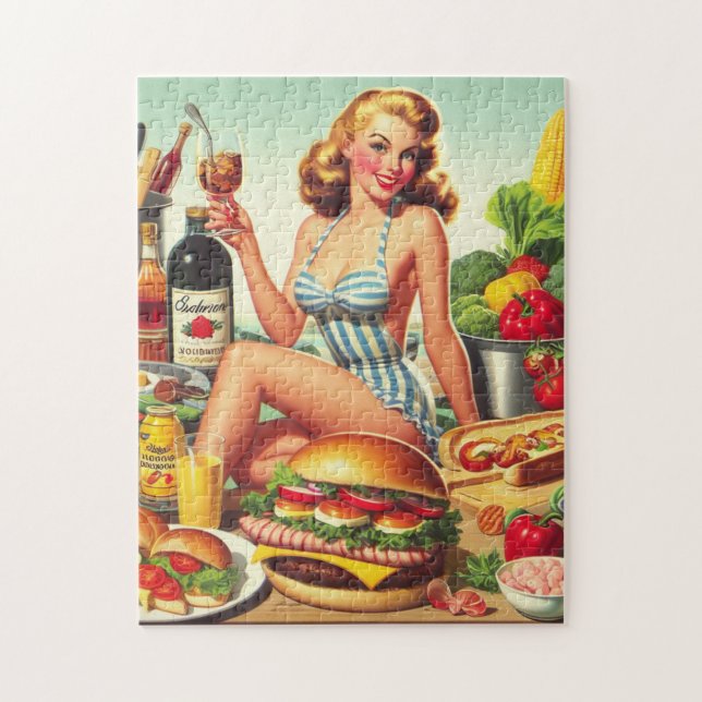 Vintage Food Pin-up Illustration Jigsaw Puzzle (Vertical)