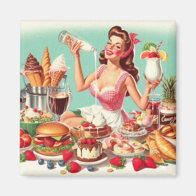 Vintage Food Pin-Up Illustration Magnet (Front)