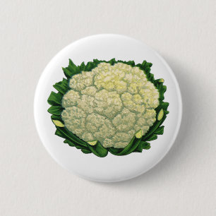 Vintage Food Vegetables Veggies Cauliflower 6 Cm Round Badge