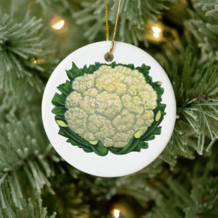 Vintage Food Vegetables Veggies Cauliflower Ceramic Tree Decoration