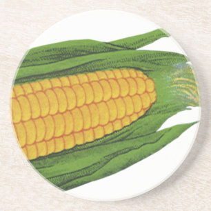 Vintage Food Vegetables; Yellow Corn on the Cob Coaster