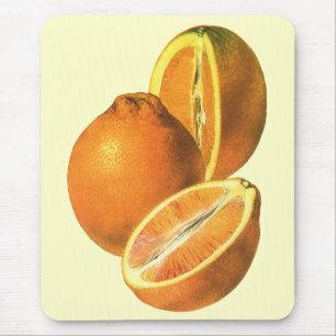 Vintage Foods, Fruit Organic Fresh Healthy Oranges Mouse Mat