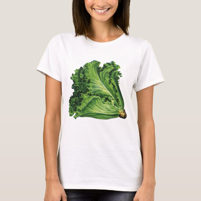 Vintage Foods, Green Leaf Lettuce Vegetables T-Shirt (Front)