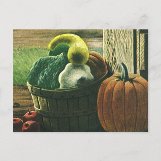 Vintage Foods, Winter Squash, Pumpkin and Apples Postcard (Front)