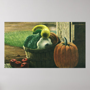 Vintage Foods, Winter Squash, Pumpkin and Apples Poster