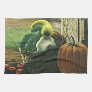Vintage Foods, Winter Squash, Pumpkin and Apples Tea Towel