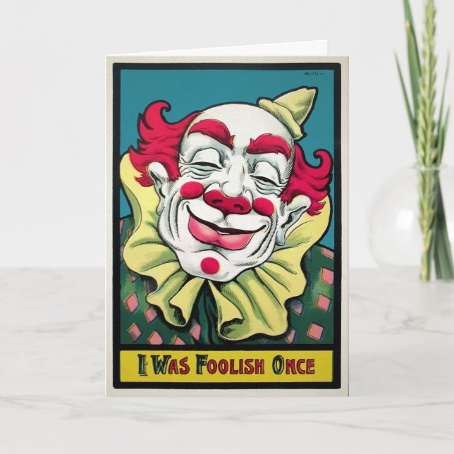 Vintage Foolish Clown Birthday Card (Front)