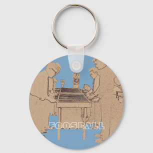 VINTAGE FOOSBALL FUZBOLL PHOTO ART TABLE FOOTBALL KEY RING