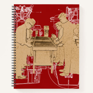 VINTAGE FOOSBALL FUZBOLL PHOTO ART TABLE FOOTBALL NOTEBOOK