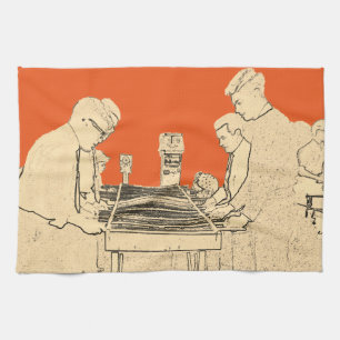 VINTAGE FOOSBALL FUZBOLL PHOTO ART TABLE FOOTBALL TEA TOWEL