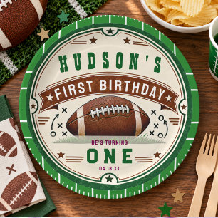 Vintage Football 1st Birthday Party Ticket Game Paper Plate