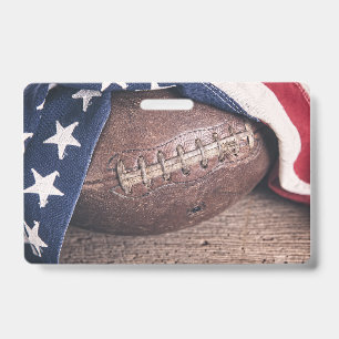 Vintage Football and Flag ID Badge