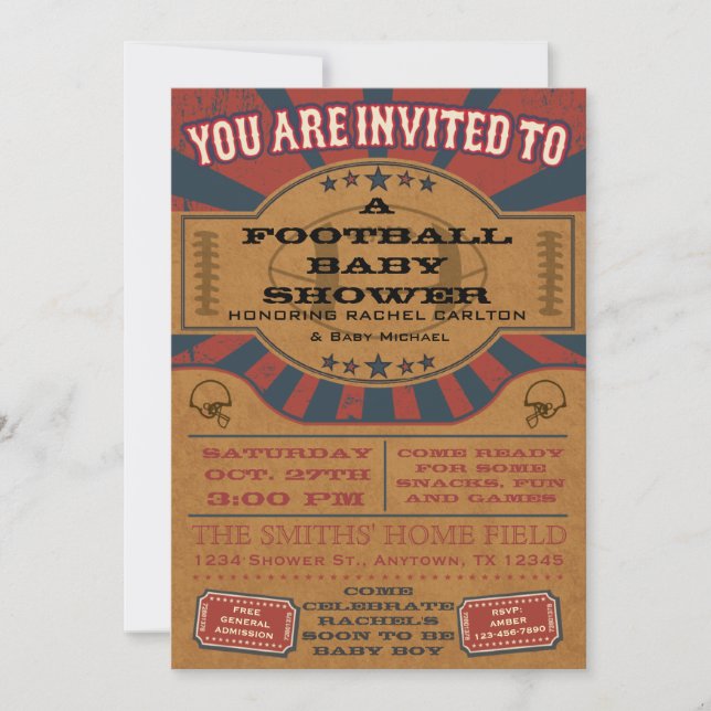 Vintage Football Baby Shower Invitation (Front)