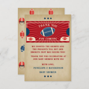 Vintage Football Baby Shower  Thank You Card