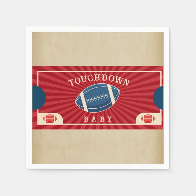 Vintage Football Baby Shower Welcome Sign Napkin (Front)