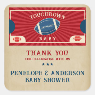 Vintage Football Baby Shower Welcome Sign Square Sticker