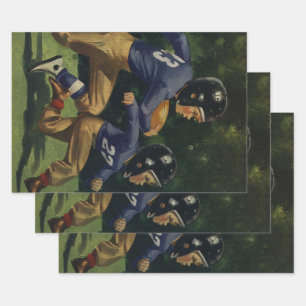 Vintage Football, Children, Boys Playing Sports  Wrapping Paper Sheet