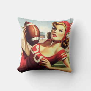 Vintage Football Girl Cushion