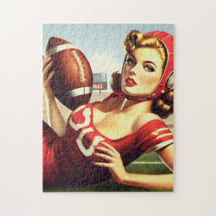 Vintage Football Girl Jigsaw Puzzle