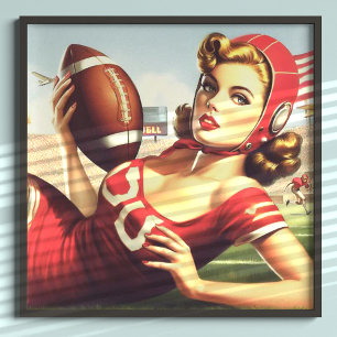 Vintage Football Girl Poster