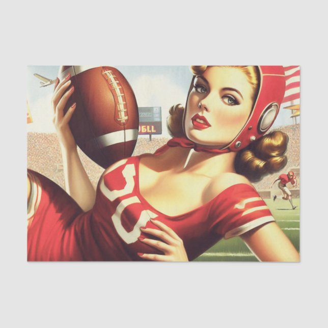 Vintage Football Girl Tissue Paper (Front)
