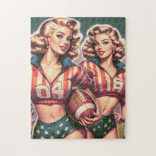 Vintage Football Girls Jigsaw Puzzle