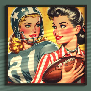 Vintage Football Girls Poster