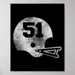 Vintage Football Jersey Number 51 Player Number Poster