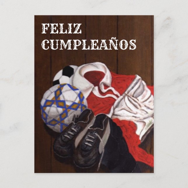 Vintage Football Soccer FELIZ CUMPLEAÑOS Card (Front)