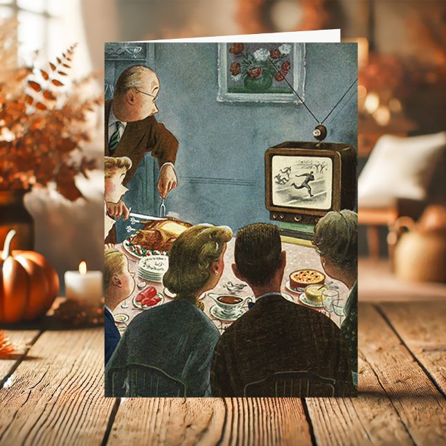 Vintage Football Thanksgiving Dinner Holiday Card (Creator Uploaded)